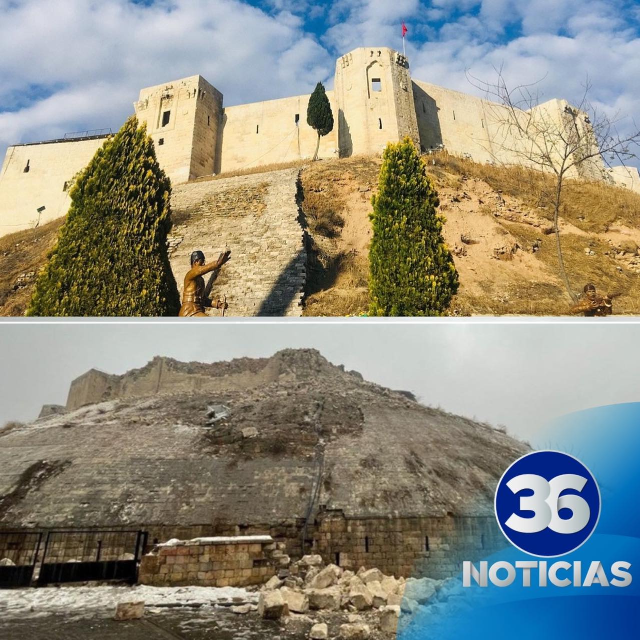 Terremoto en Turquía: Colapsa Castillo de Gaziantep con 1700 años de historia