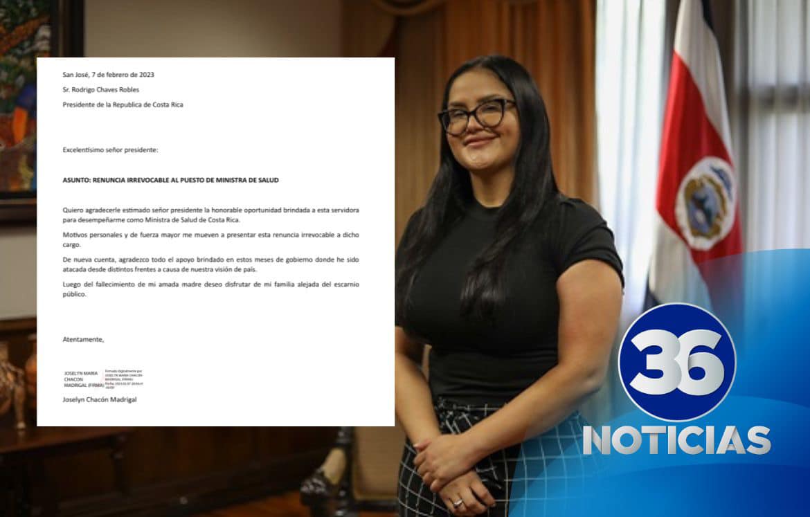 Ministra de Salud de Costa Rica presenta renuncia irrevocable al Presidente