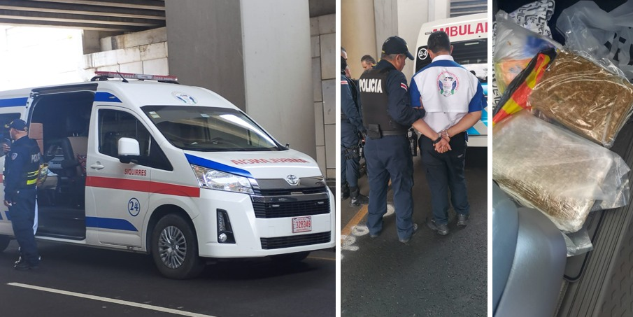 Detienen a chofer de ambulancia privada transportando un kilo de marihuana en la Ruta 32