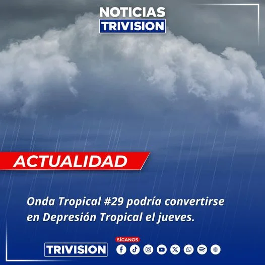 Onda Tropical #29 podría convertirse en depresión tropical en Costa Rica