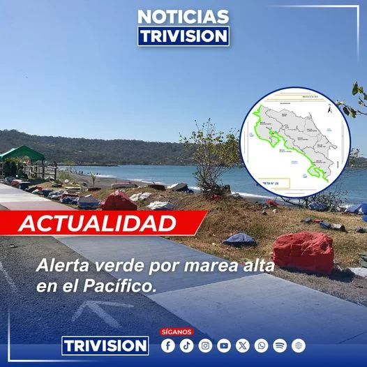 CNE emite alerta verde por mareas de más de tres metros en el Pacífico