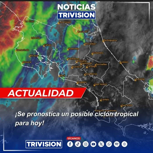 Sistema de Baja Presión Cercano Traerá Más Lluvias Hoy en Costa Rica