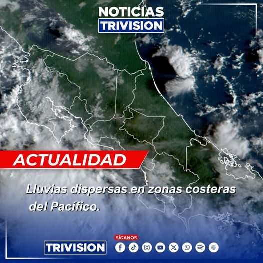 IMN pronostica nubosidad y lluvias dispersas en costas del Pacífico