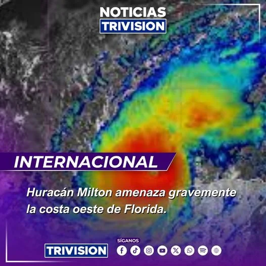 Huracán Milton amenaza Florida con vientos de 240 km/h y evacuaciones masivas