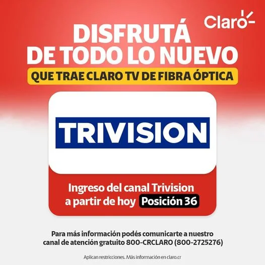 Trivisión Costa Rica ya esta en Claro TV marcando un hito importante