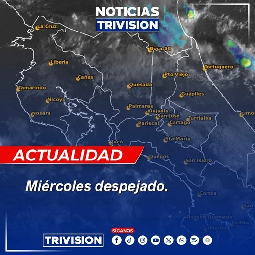 IMN pronostica baja nubosidad y cielos despejados en el Pacífico para este miércoles