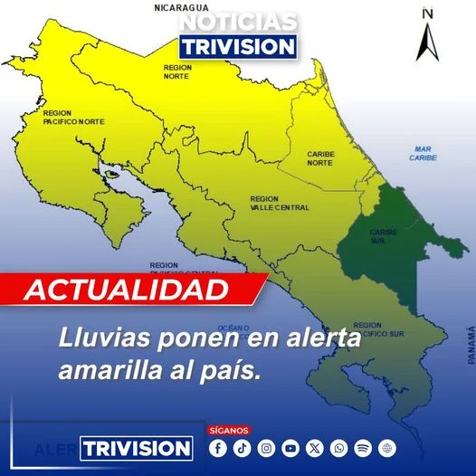 Alerta por posible huracán en el norte de Panamá y aumento de lluvias en Costa Rica