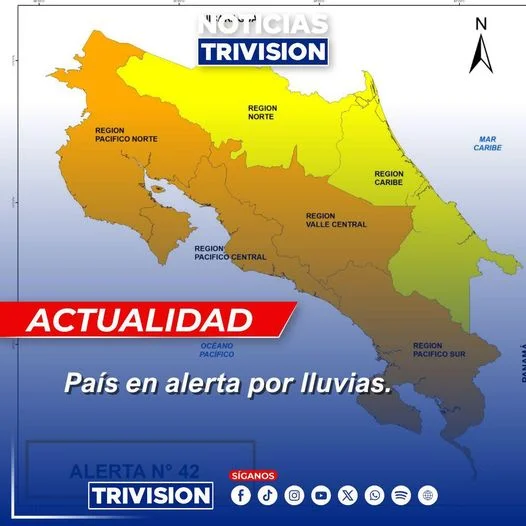 Costa Rica en Alerta Naranja por impacto de Onda Tropical #45