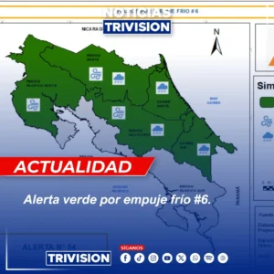 Alerta verde por empuje frío en Costa Rica