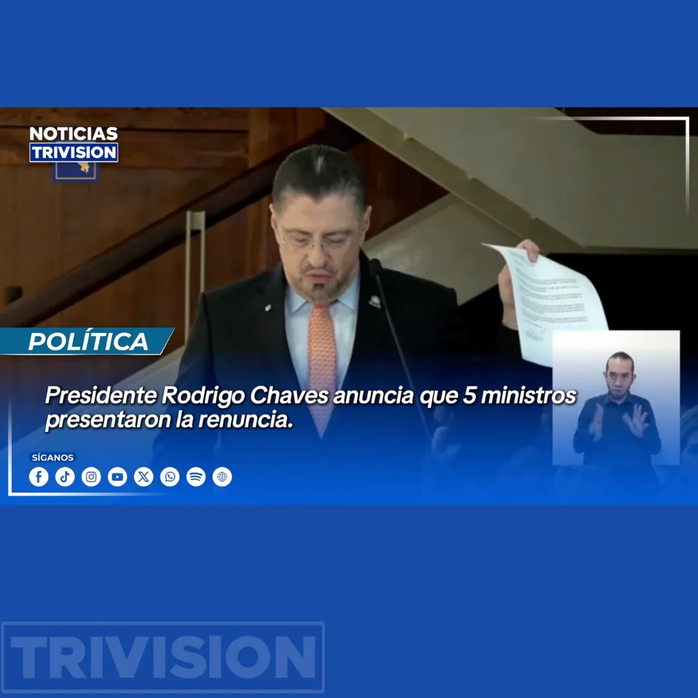Presidente Rodrigo Chaves anuncia renuncia de cinco ministros clave