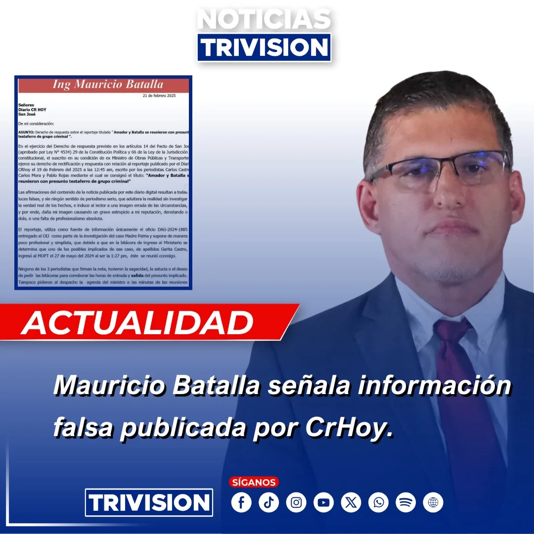 Mauricio Batalla desmiente reportaje de Crhoy sobre reunión con presunto testaferro