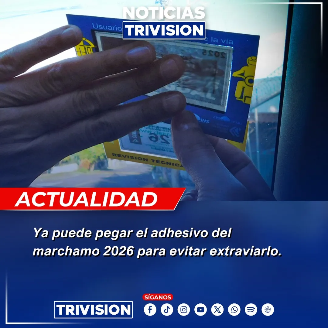 MOPT recomienda colocar el nuevo adhesivo del marchamo 2026
