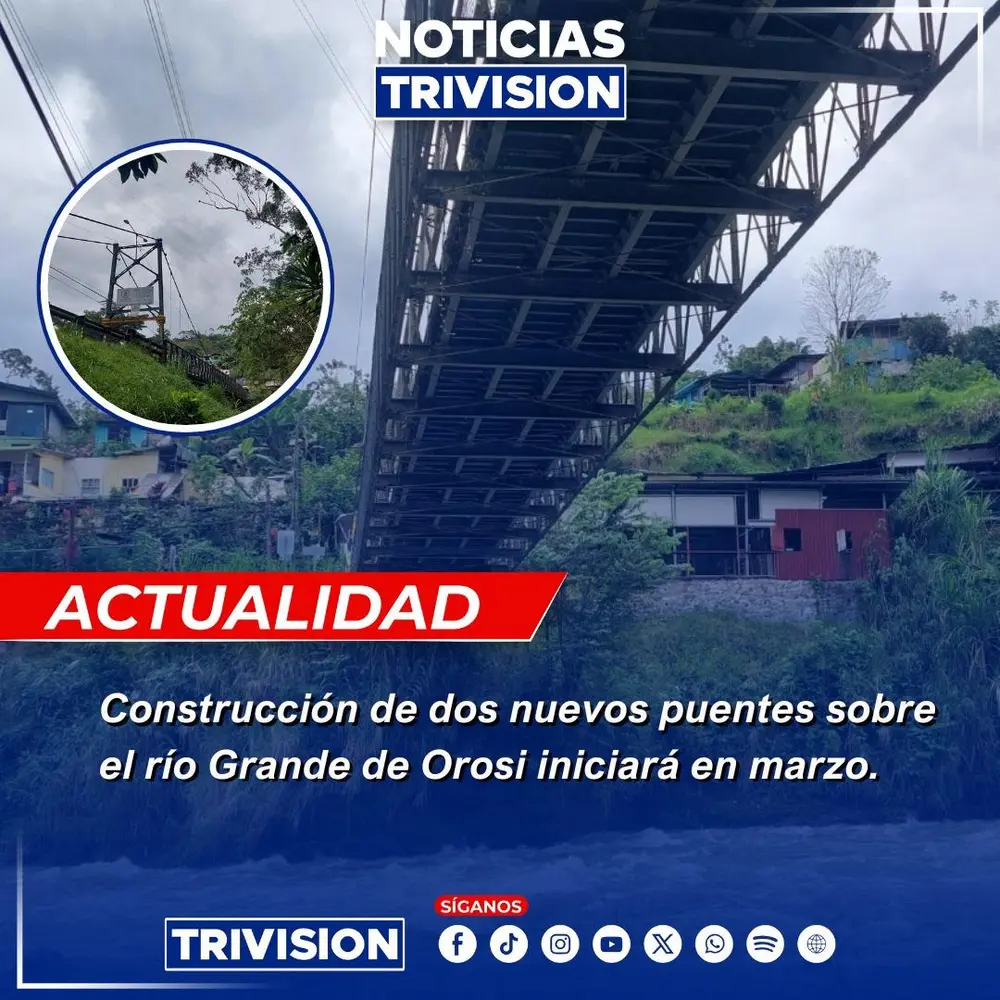 Construcción de dos puentes sobre el río Grande de Orosi iniciará en marzo en Cartago